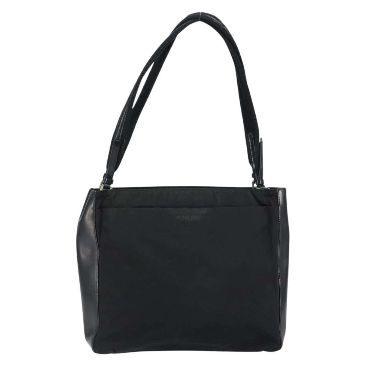 PRADA Tote Bag Nylon Black Silver Auth 149512