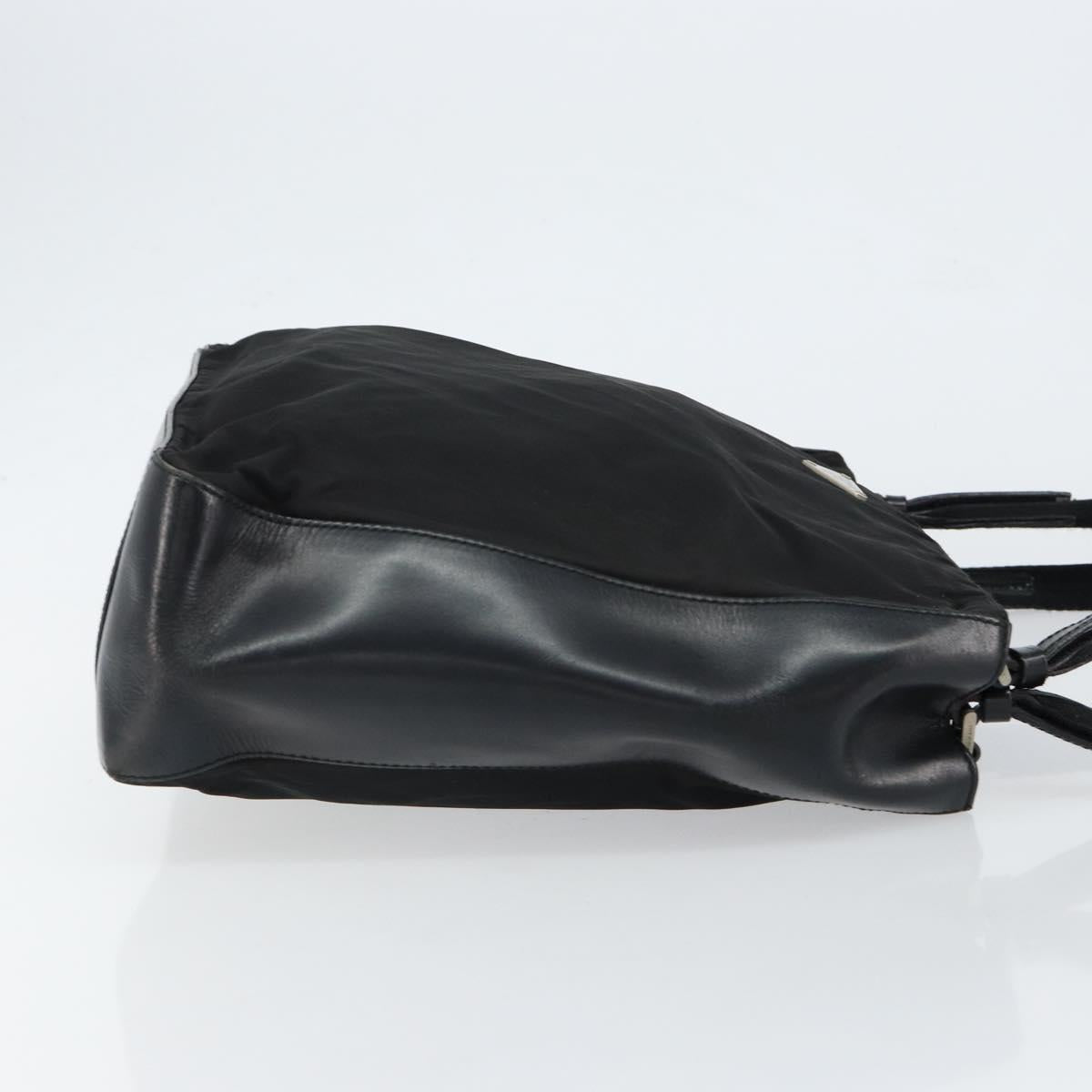 PRADA Tote Bag Nylon Black Silver Auth 149512