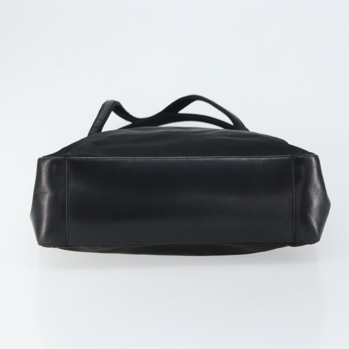 PRADA Tote Bag Nylon Black Silver Auth 149512