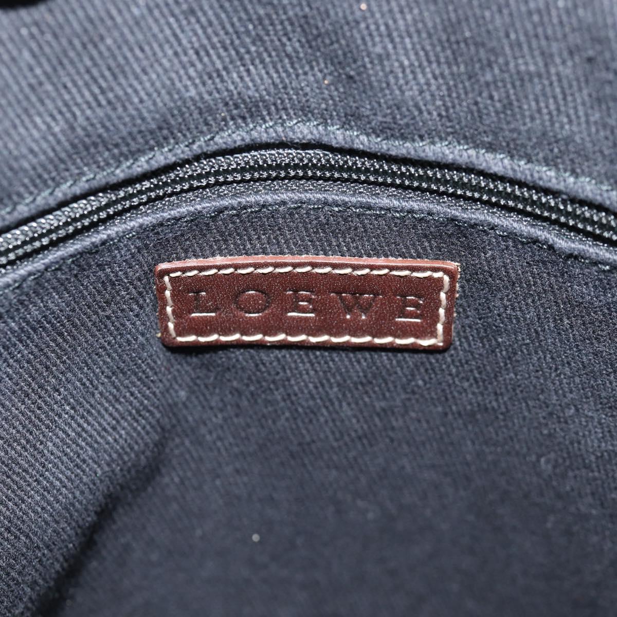 LOEWE Anagram Hand Bag Canvas Blue Silver Auth 149513V