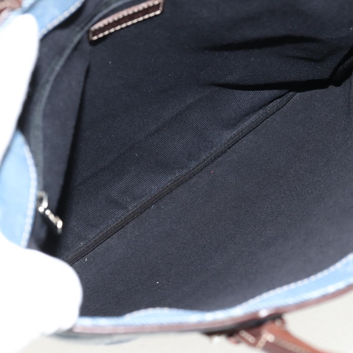 LOEWE Anagram Hand Bag Canvas Blue Silver Auth 149513V