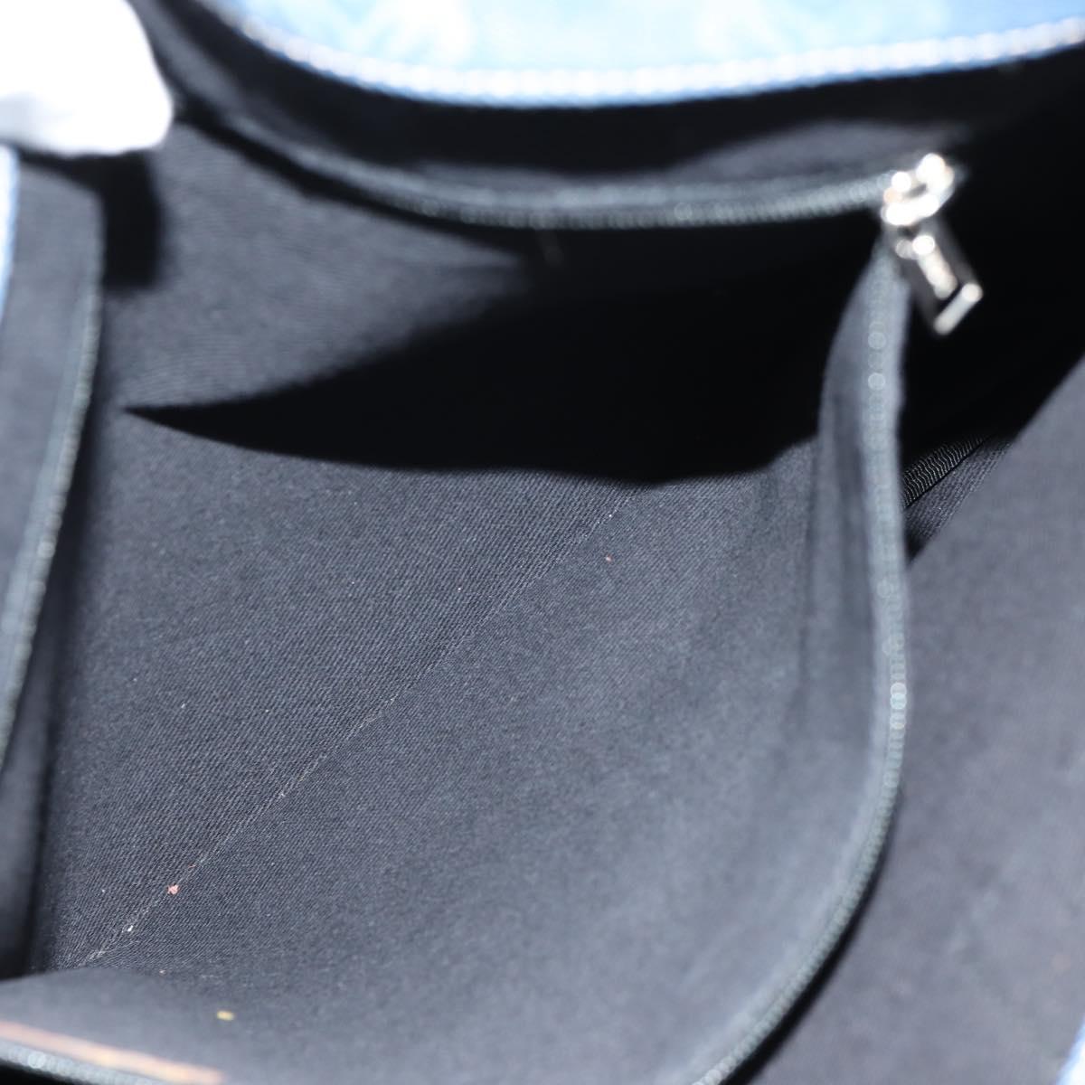 LOEWE Anagram Hand Bag Canvas Blue Silver Auth 149513V