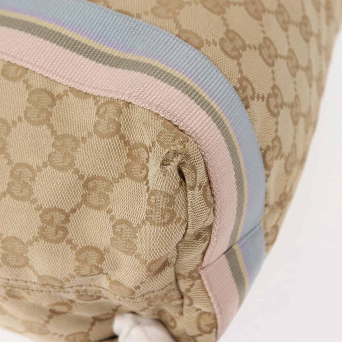GUCCI GG Canvas Sherry Line Tote Bag Beige Pink Light blue 189669 Auth 149516