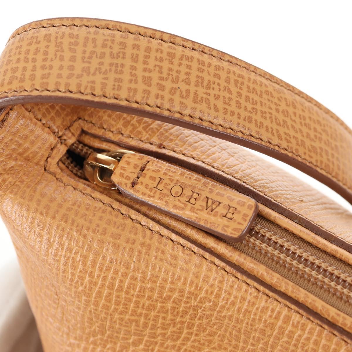 LOEWE Shoulder Bag Leather Beige Gold Auth 149518V