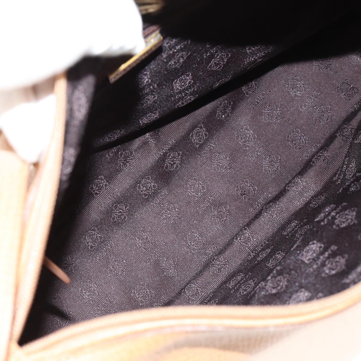 LOEWE Shoulder Bag Leather Beige Gold Auth 149518V