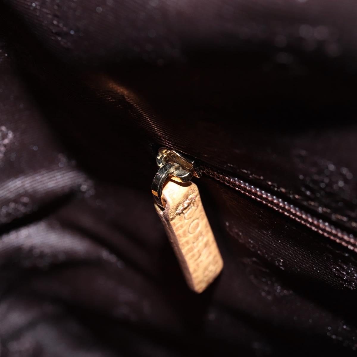 LOEWE Shoulder Bag Leather Beige Gold Auth 149518V