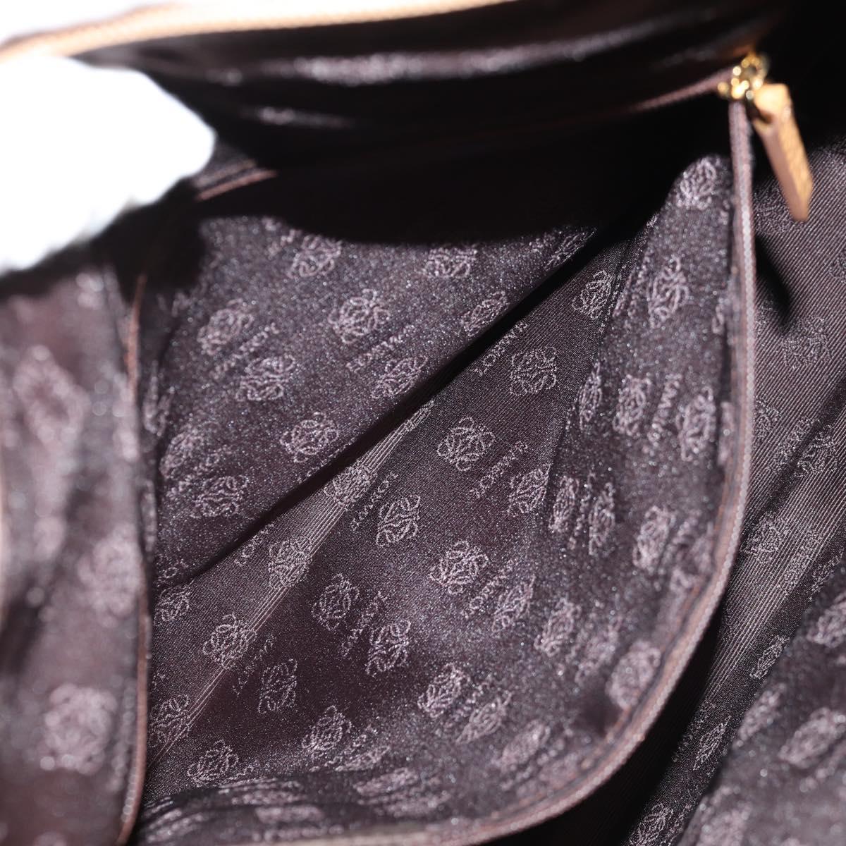 LOEWE Shoulder Bag Leather Beige Gold Auth 149518V