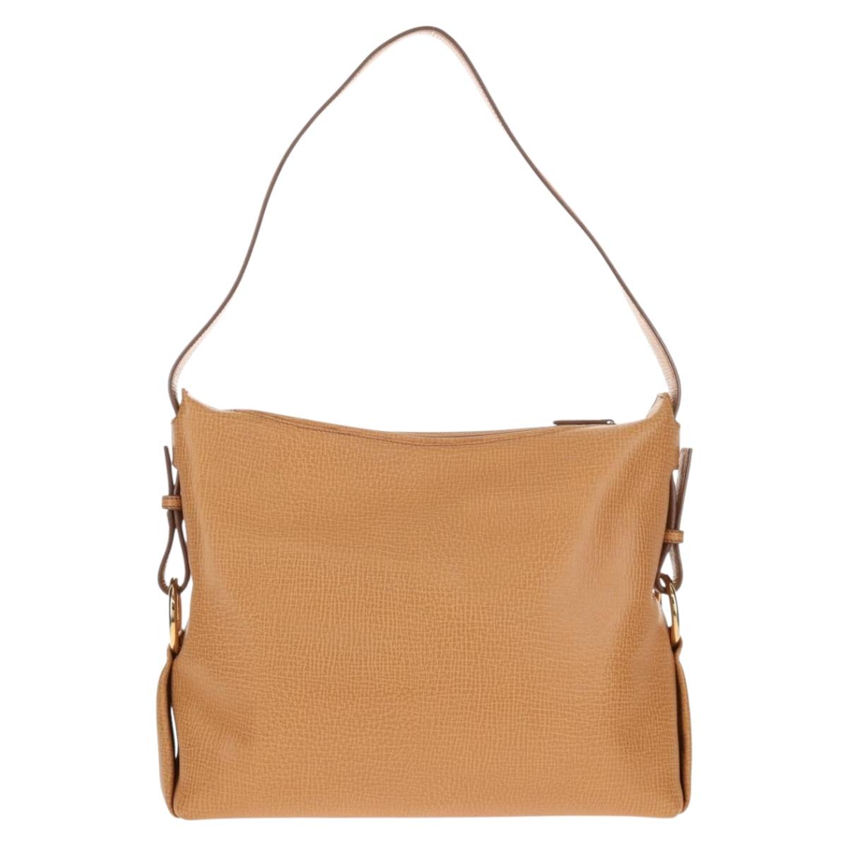 LOEWE Shoulder Bag Leather Beige Gold Auth 149518V