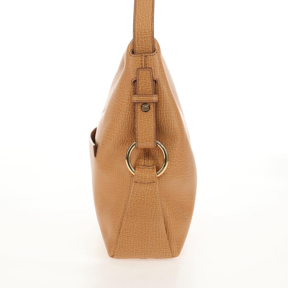 LOEWE Shoulder Bag Leather Beige Gold Auth 149518V