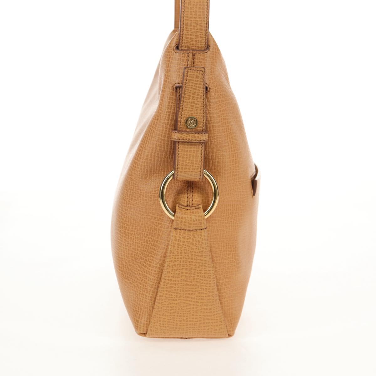 LOEWE Shoulder Bag Leather Beige Gold Auth 149518V