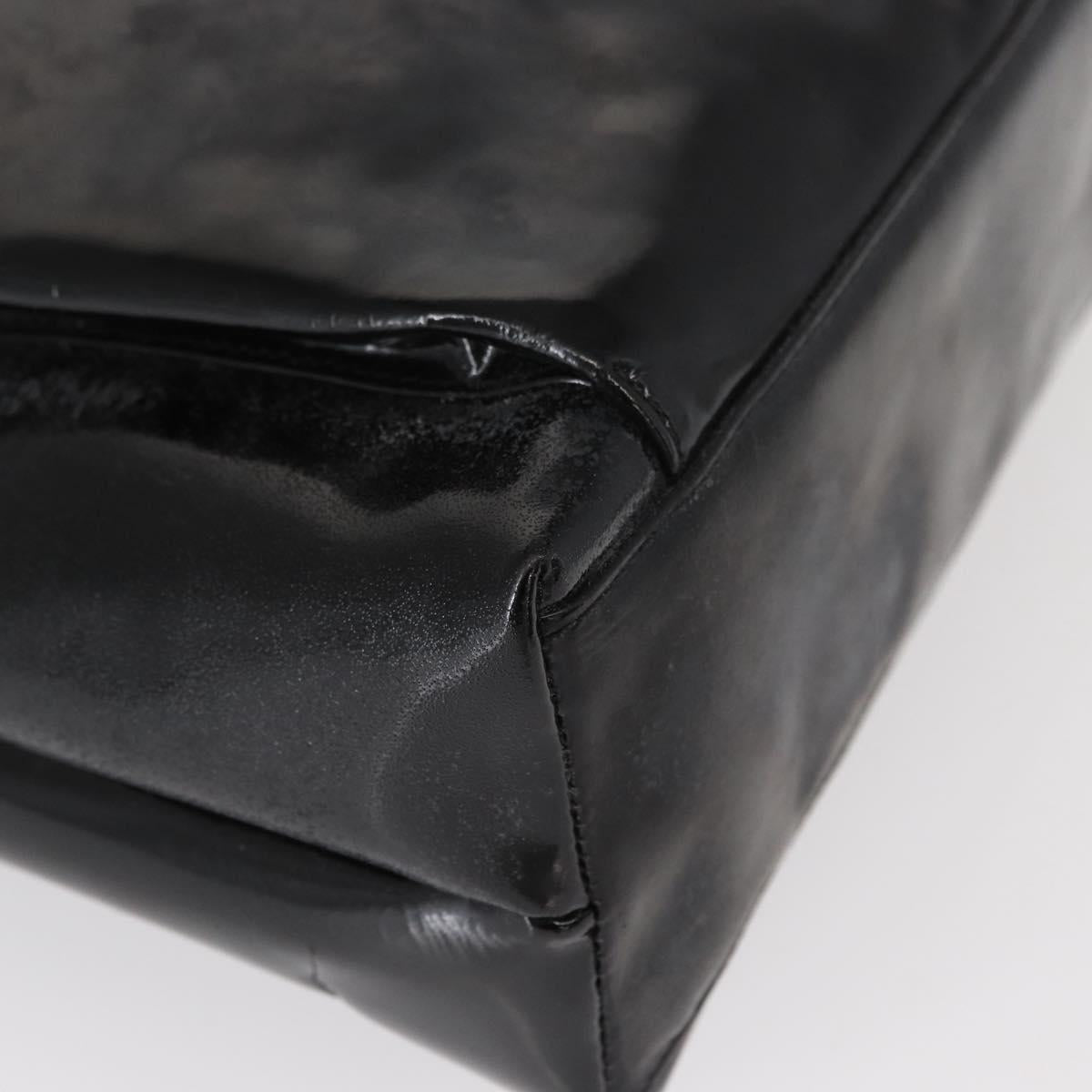 CHANEL Chain Shoulder Bag Patent leather Black Gold CC Auth 149519