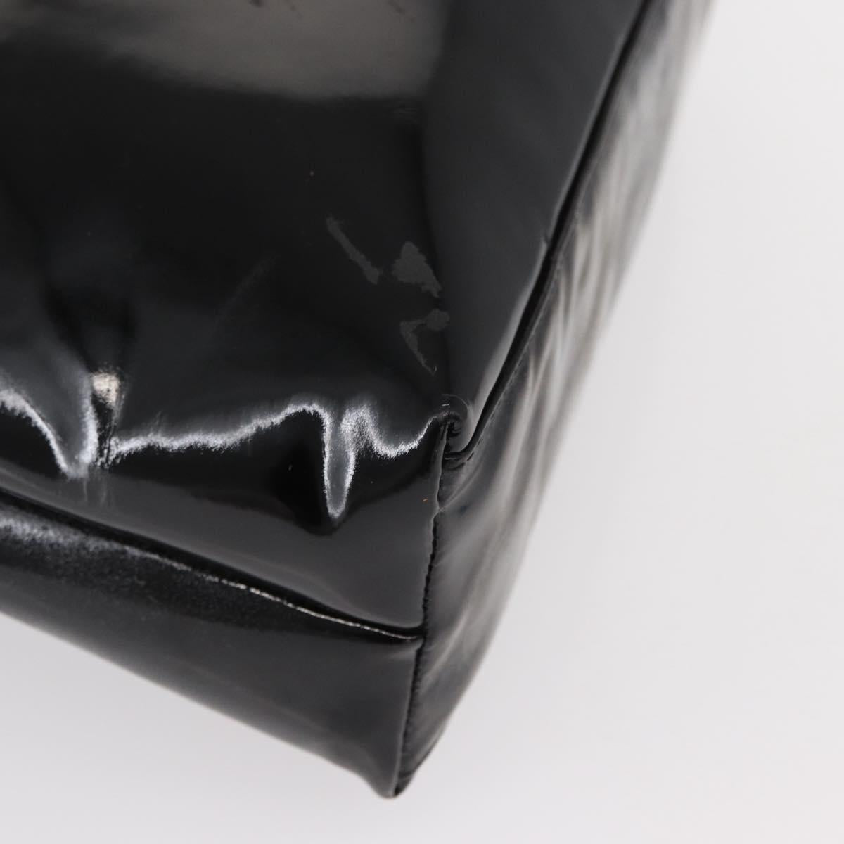 CHANEL Chain Shoulder Bag Patent leather Black Gold CC Auth 149519