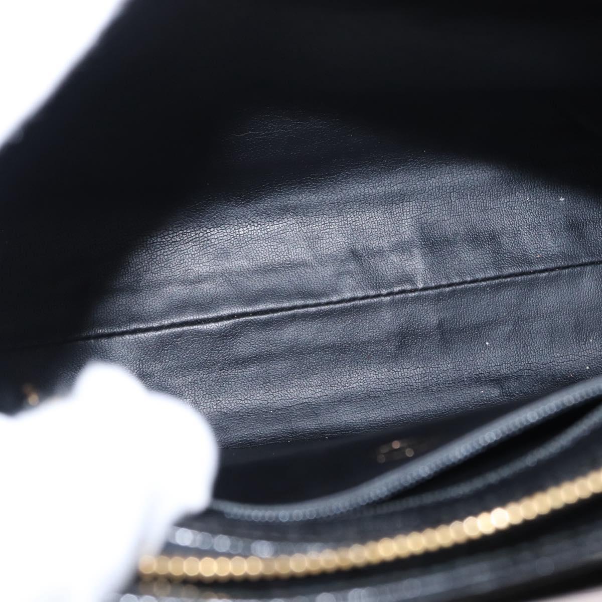 CHANEL Chain Shoulder Bag Patent leather Black Gold CC Auth 149519