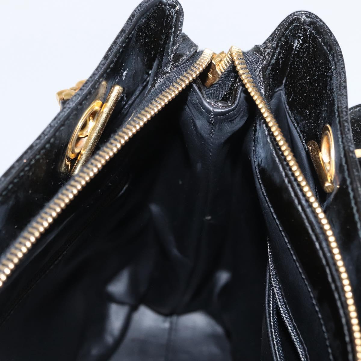 CHANEL Chain Shoulder Bag Patent leather Black Gold CC Auth 149519