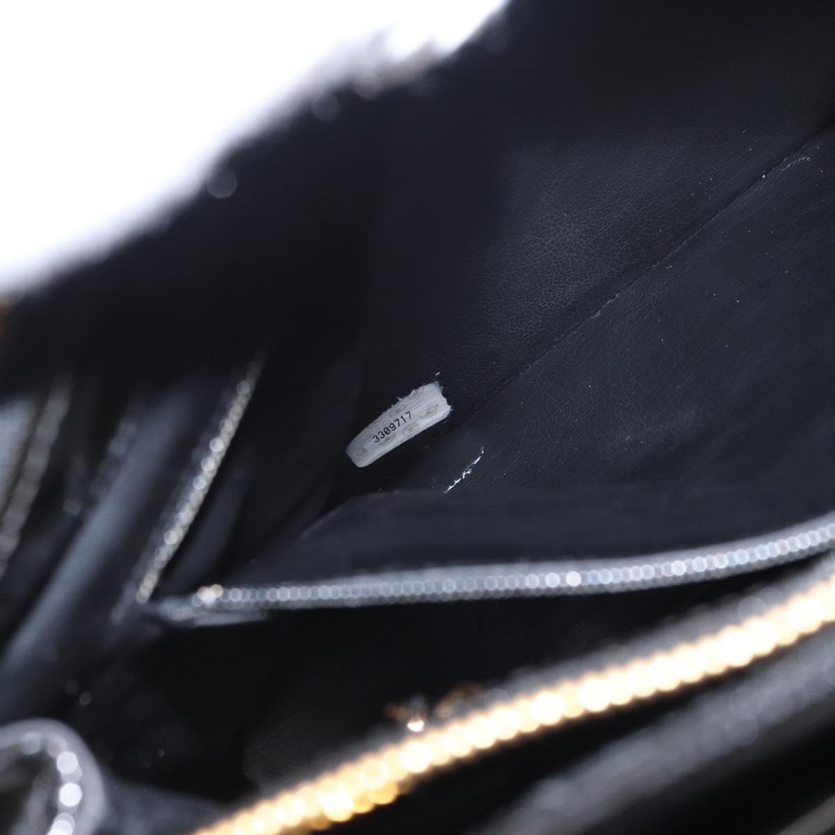 CHANEL Chain Shoulder Bag Patent leather Black Gold CC Auth 149519