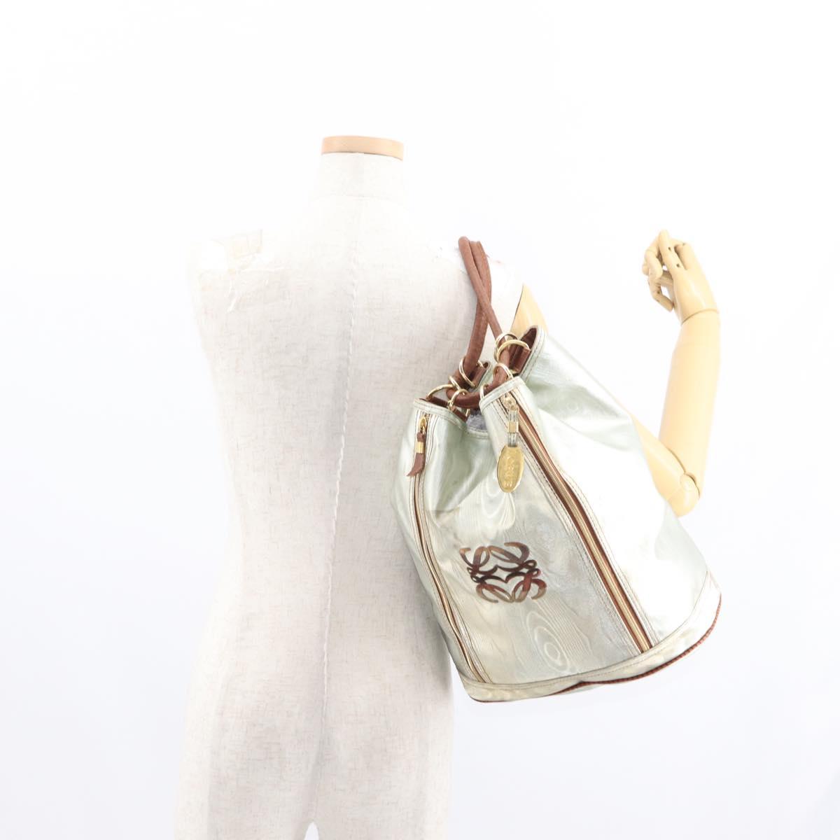 LOEWE Backpack Coated Canvas Gold Silver Auth 149520