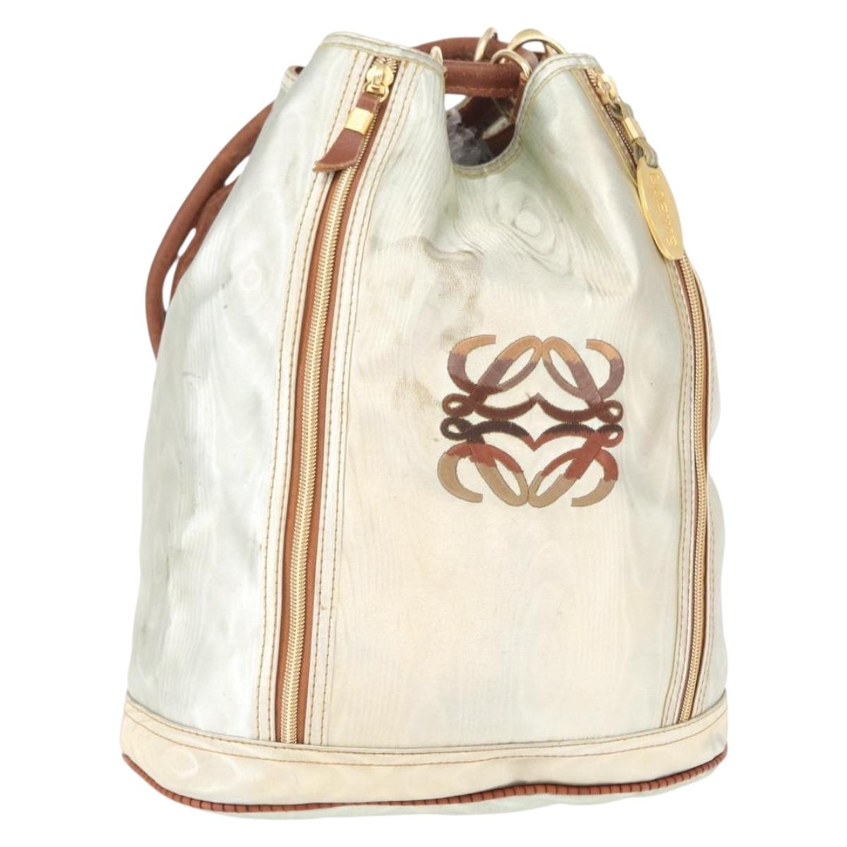 LOEWE Backpack Coated Canvas Gold Silver Auth 149520