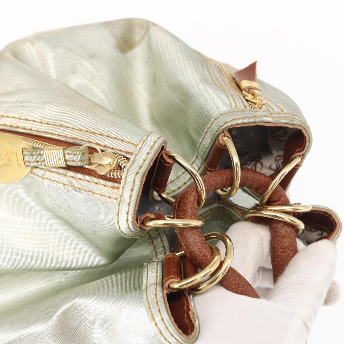 LOEWE Backpack Coated Canvas Gold Silver Auth 149520