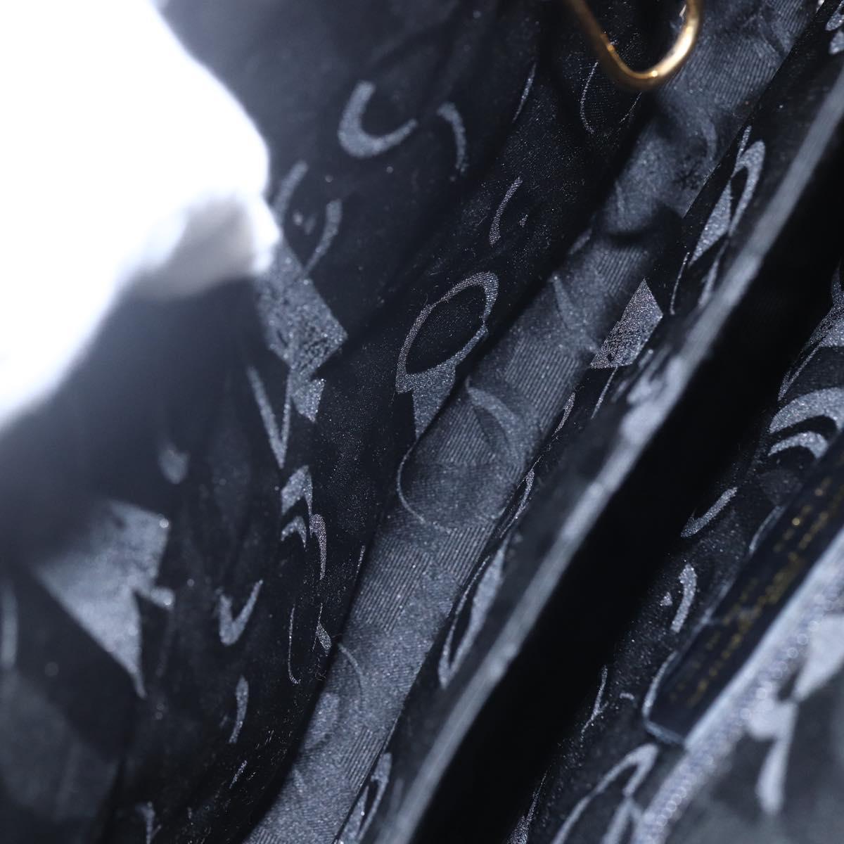 Salvatore Ferragamo Gancini Hand Bag Leather 2way Navy Gold Auth 149521