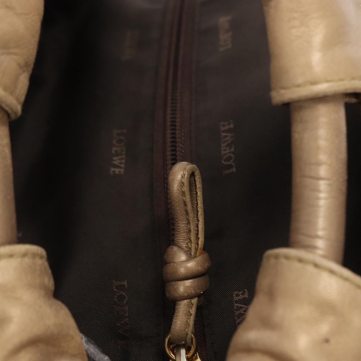 LOEWE Nappa Aire Anagram Hand Bag Leather Beige Auth 149530