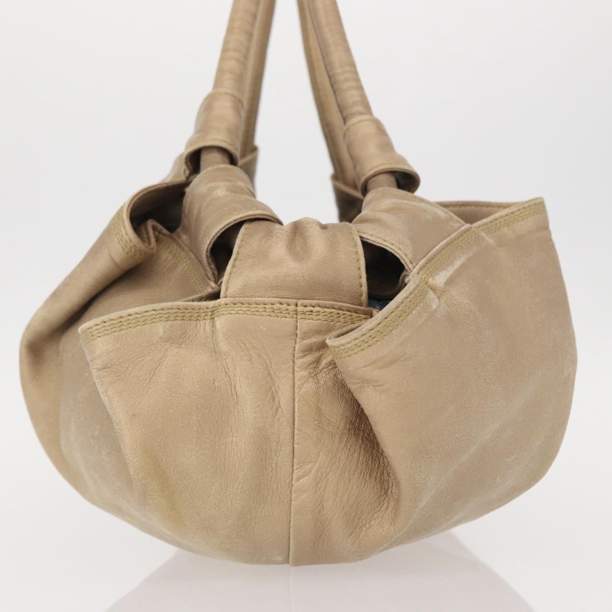 LOEWE Nappa Aire Anagram Hand Bag Leather Beige Auth 149530