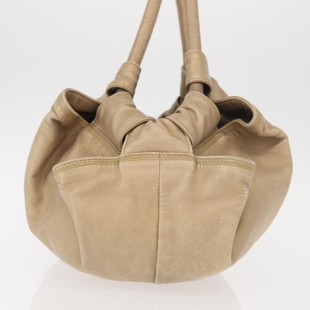 LOEWE Nappa Aire Anagram Hand Bag Leather Beige Auth 149530