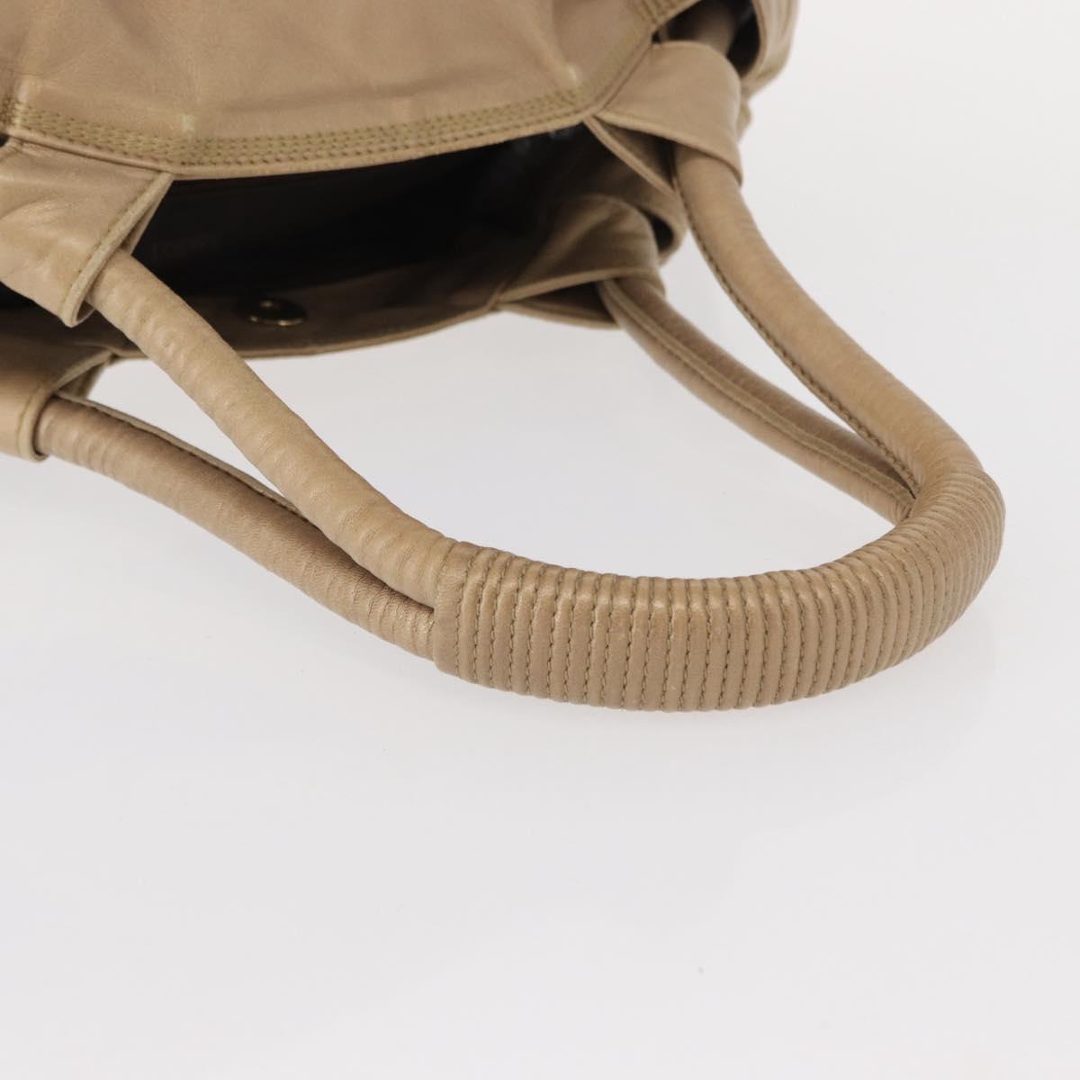 LOEWE Nappa Aire Anagram Hand Bag Leather Beige Auth 149530