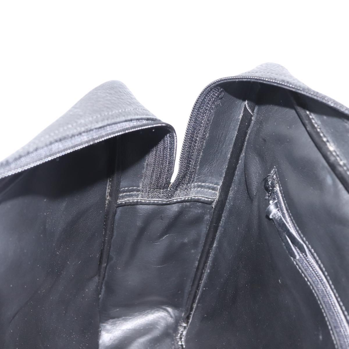 Christian Dior Hand Bag Leather Black Gold Auth 149531