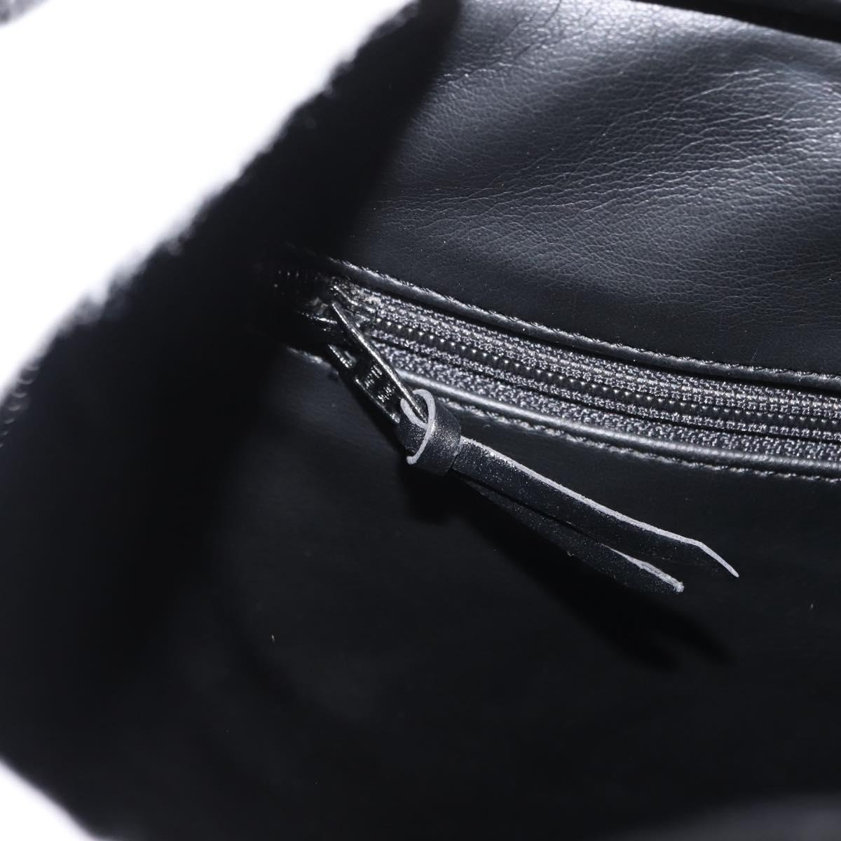 Christian Dior Hand Bag Leather Black Gold Auth 149531