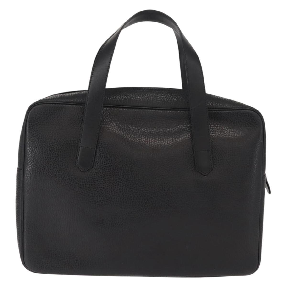 Christian Dior Hand Bag Leather Black Gold Auth 149531