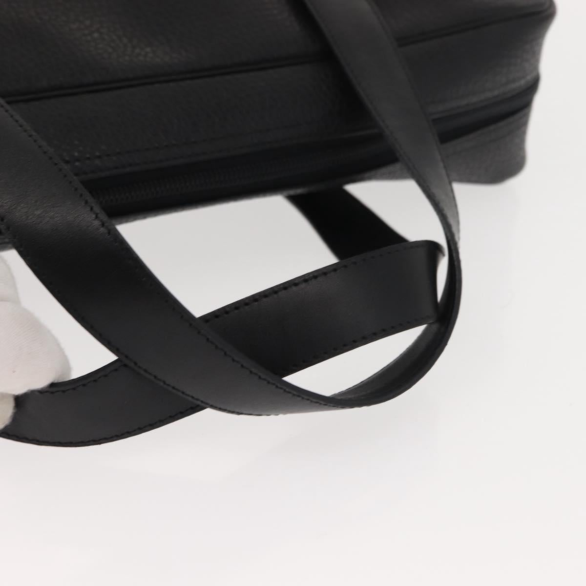 Christian Dior Hand Bag Leather Black Gold Auth 149531