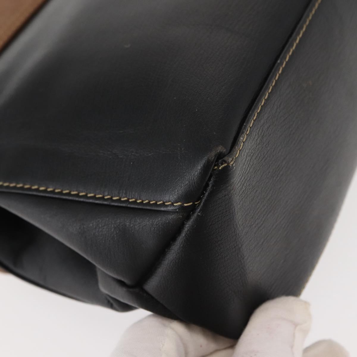 LOEWE Velazquez Hand Bag Leather Suede Brown Black gold Auth 149533