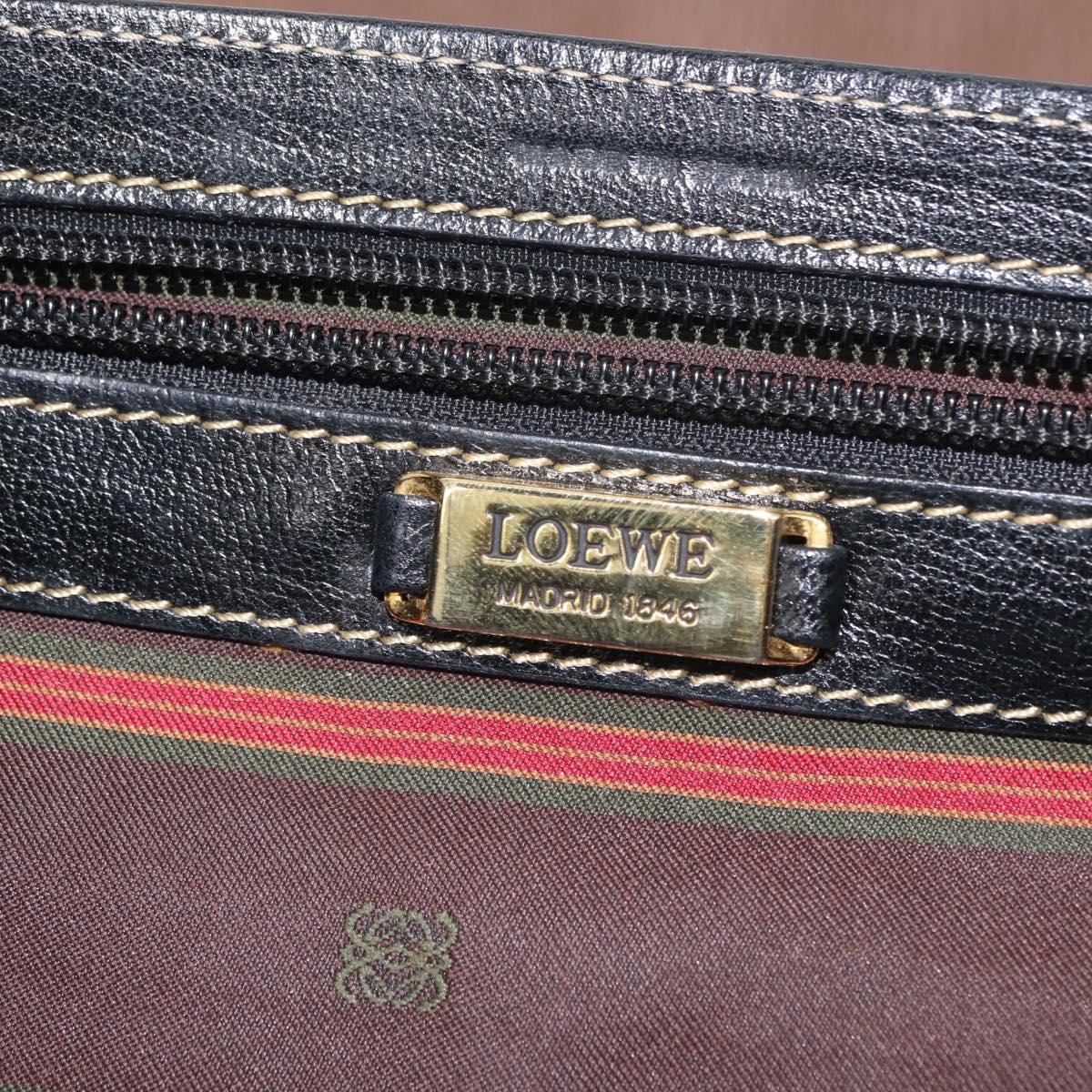 LOEWE Velazquez Hand Bag Leather Suede Brown Black gold Auth 149533
