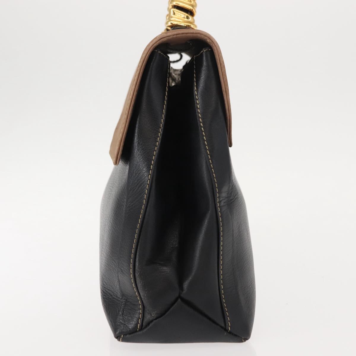 LOEWE Velazquez Hand Bag Leather Suede Brown Black gold Auth 149533
