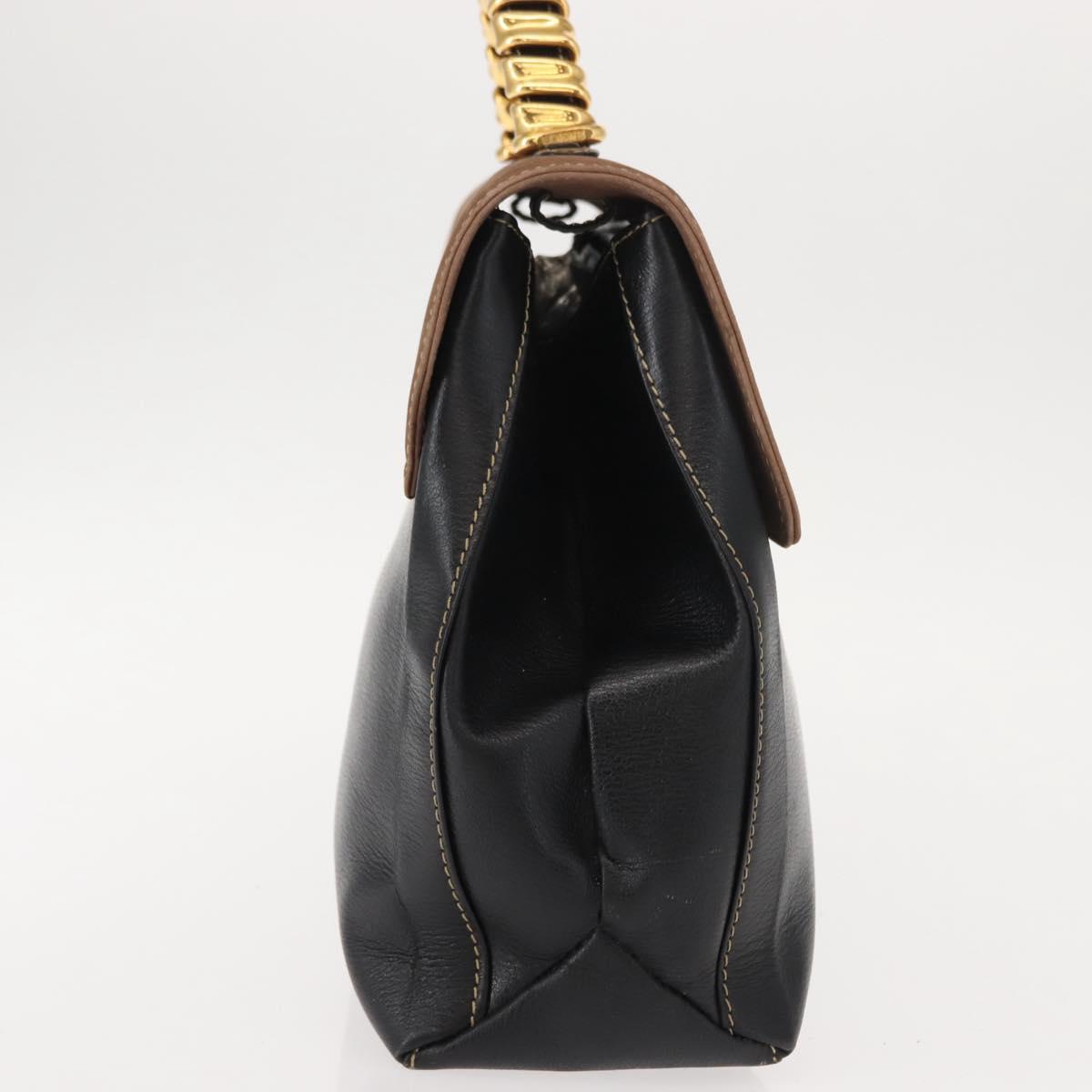 LOEWE Velazquez Hand Bag Leather Suede Brown Black gold Auth 149533