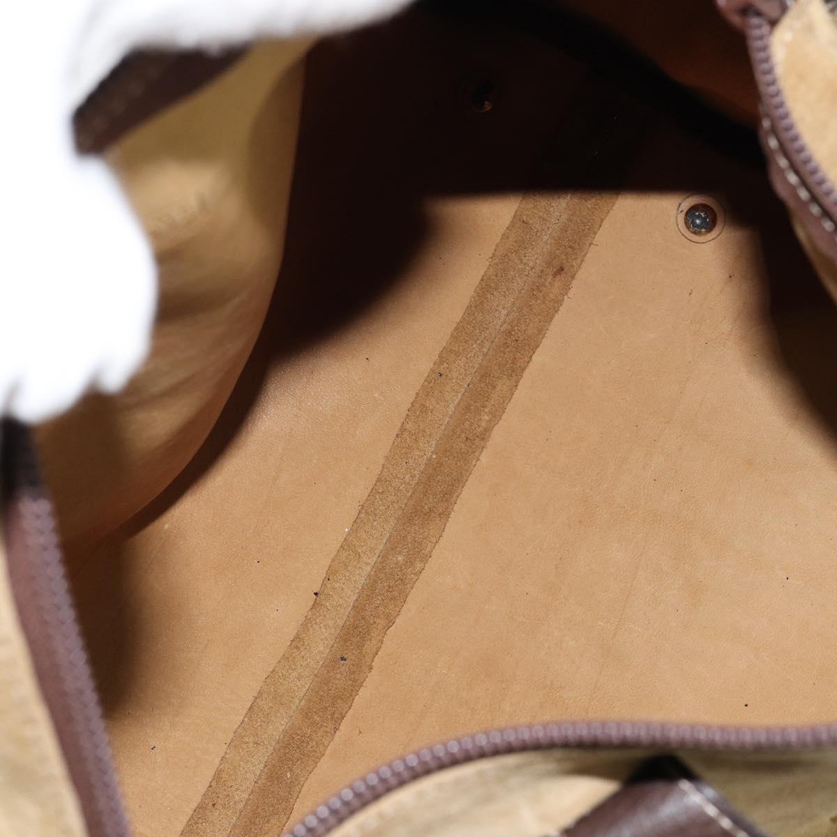 LOEWE Anagram Hand Bag Suede Leather Beige Gold Auth 149542