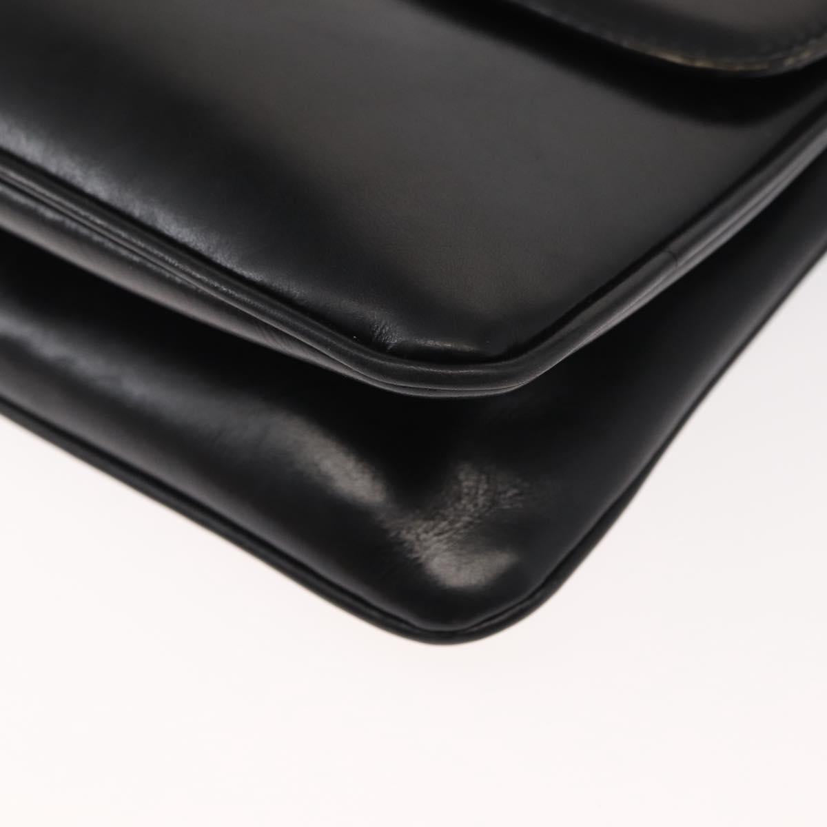 CELINE Shoulder Bag Leather Black Gold Auth 149543