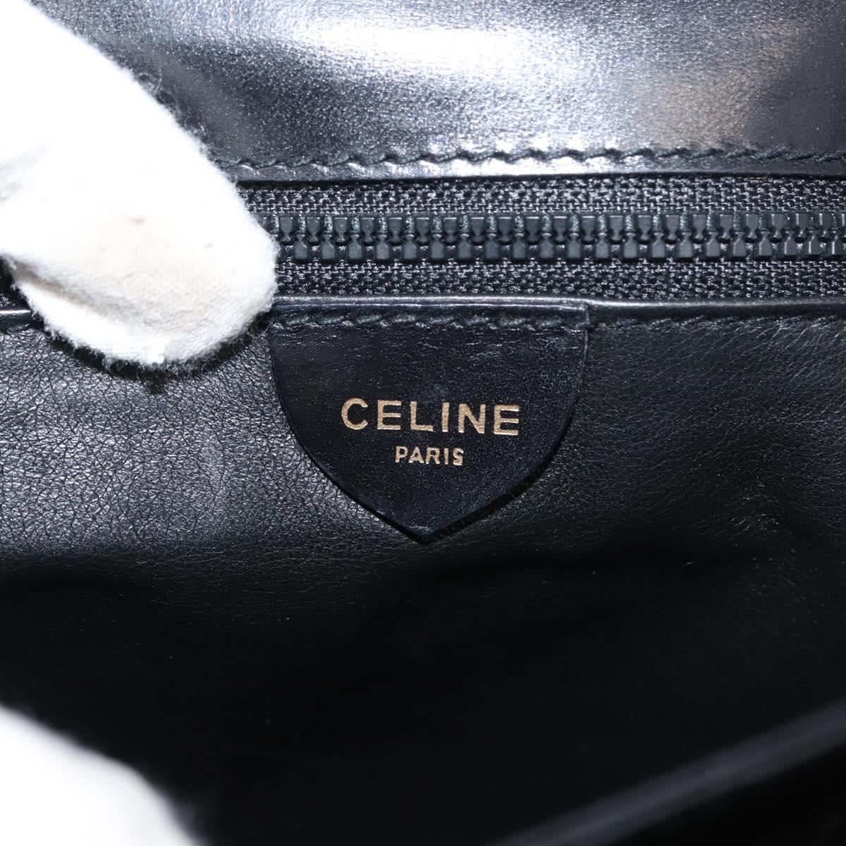 CELINE Shoulder Bag Leather Black Gold Auth 149543