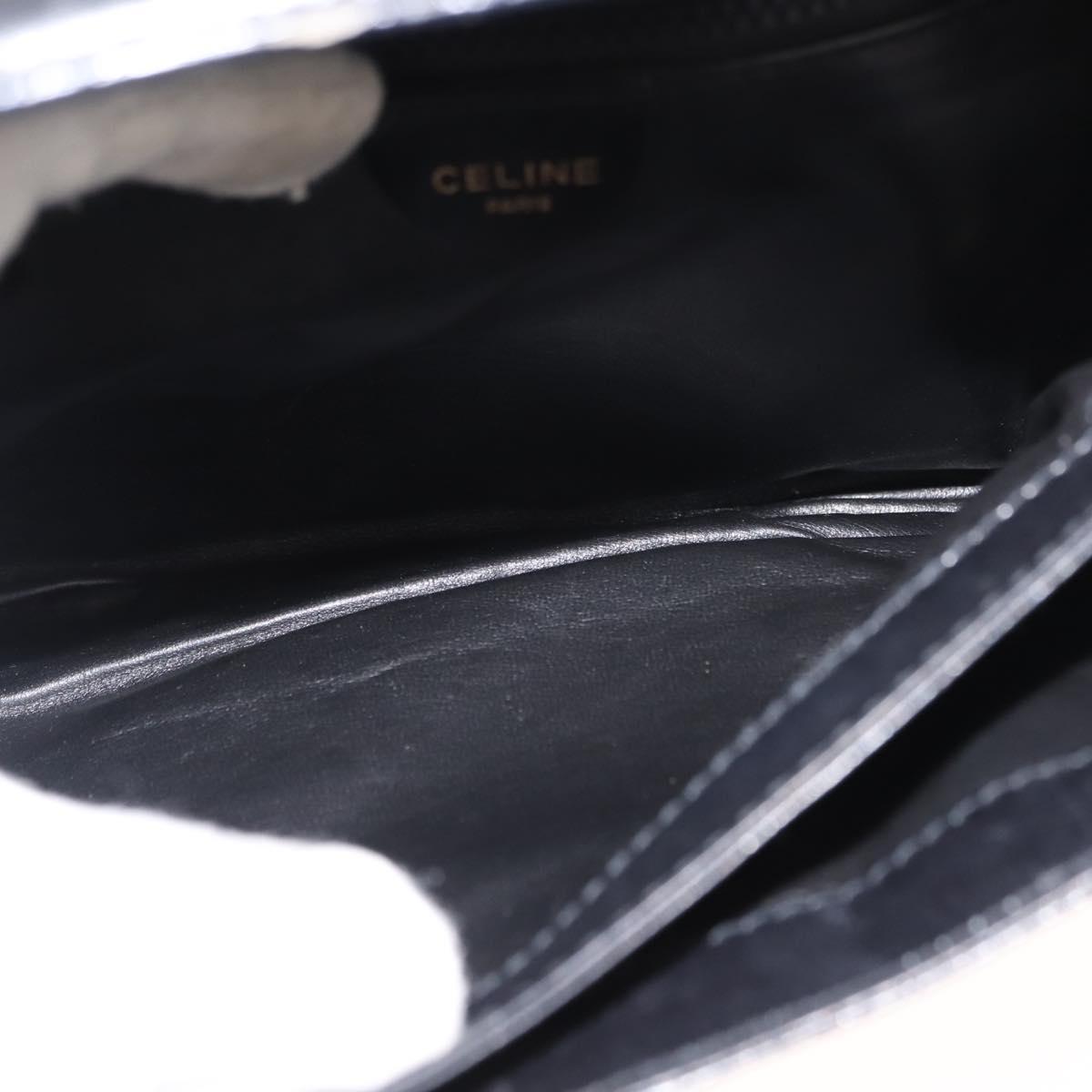 CELINE Shoulder Bag Leather Black Gold Auth 149543