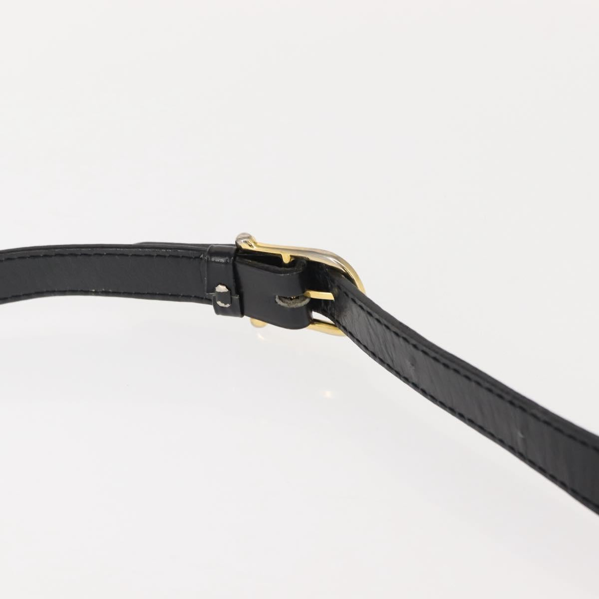 CELINE Shoulder Bag Leather Black Gold Auth 149543