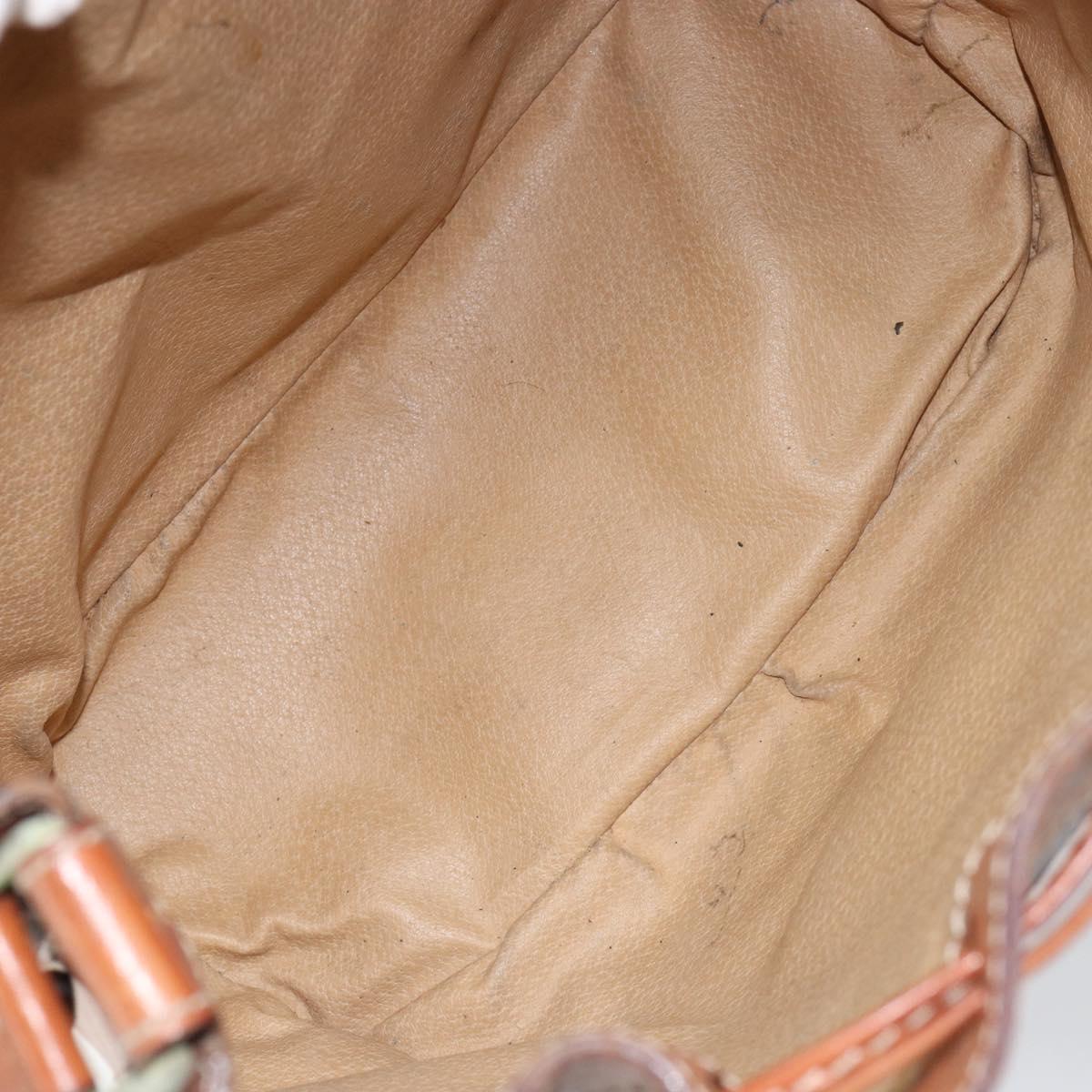 CELINE Macadam Canvas Tote Bag PVC Leather Brown Gold Auth 149549