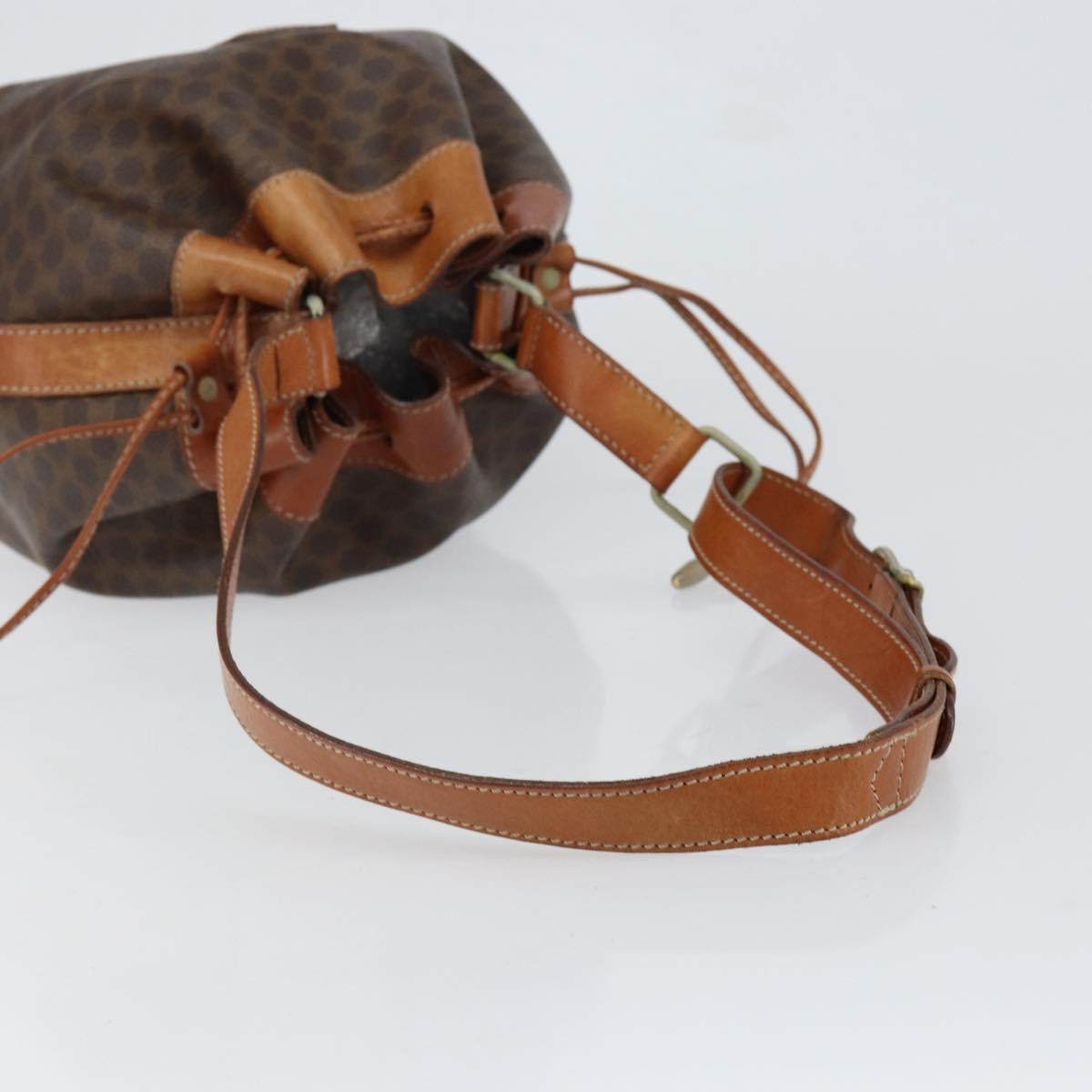 CELINE Macadam Canvas Tote Bag PVC Leather Brown Gold Auth 149549