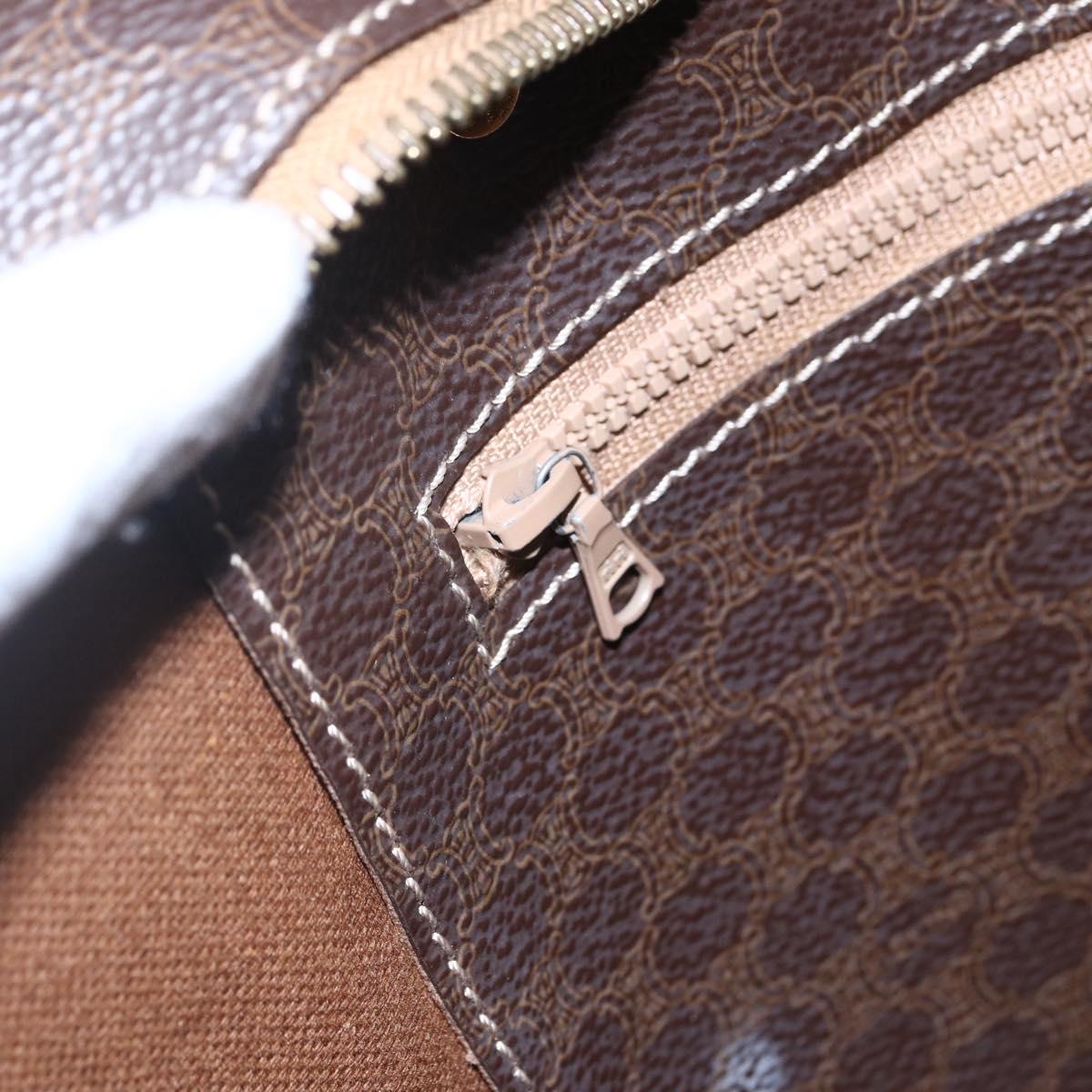 CELINE Macadam Canvas Shoulder Bag PVC Leather Brown Gold Auth 149556