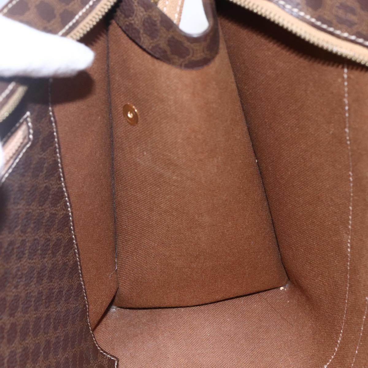 CELINE Macadam Canvas Shoulder Bag PVC Leather Brown Gold Auth 149556