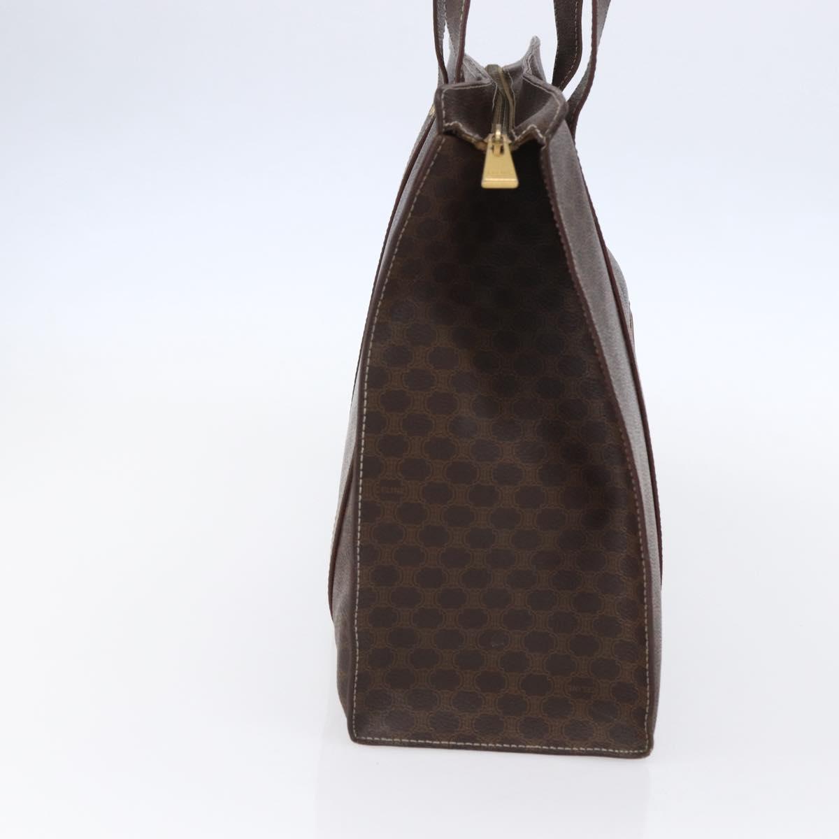 CELINE Macadam Canvas Shoulder Bag PVC Leather Brown Gold Auth 149556