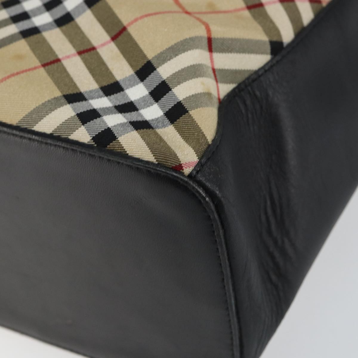 Burberrys Nova Check Shoulder Bag Nylon Beige Silver Auth 149560