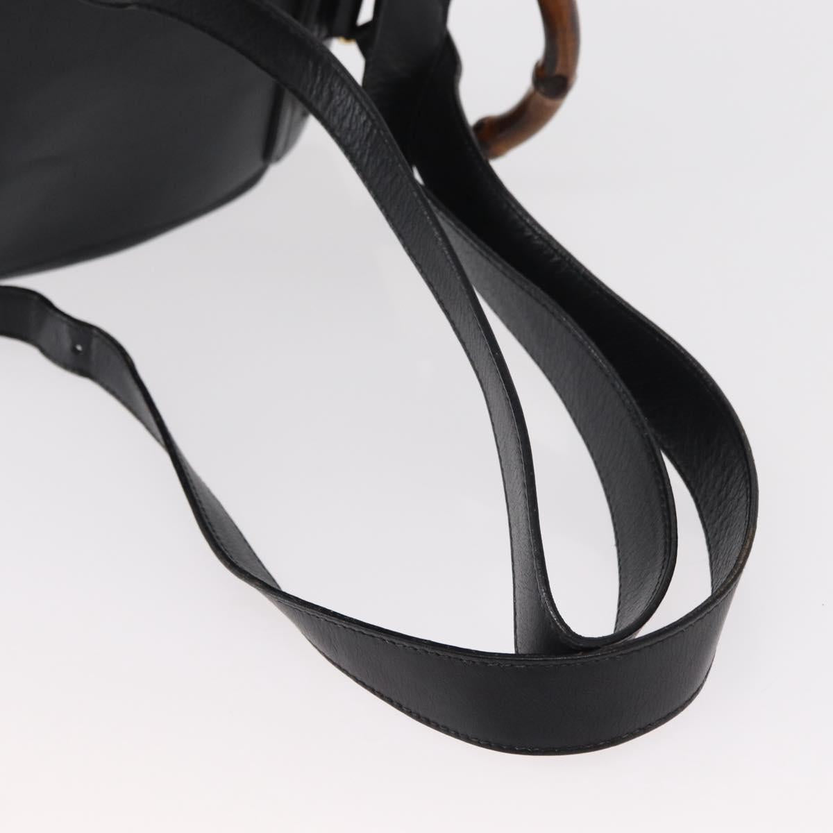 GUCCI Bamboo Backpack Leather Black Gold 003 1998 0016 Auth 149568