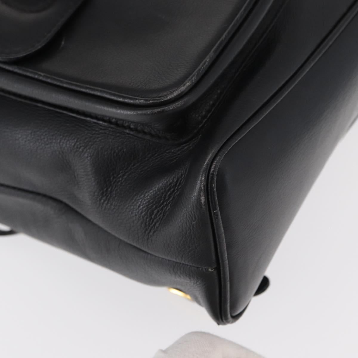 GUCCI Bamboo Backpack Leather Black Gold 003 1998 0016 Auth 149568