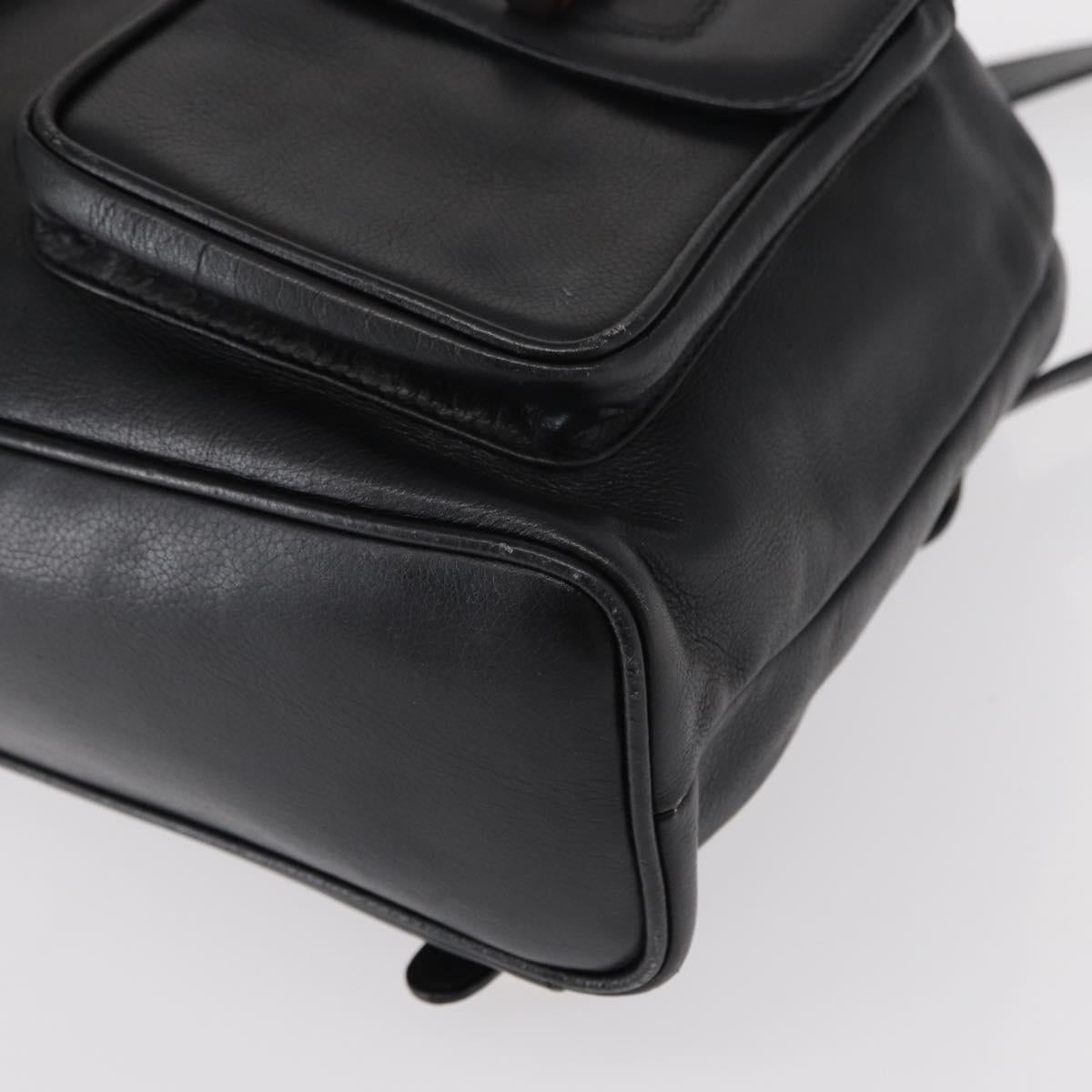 GUCCI Bamboo Backpack Leather Black Gold 003 1998 0016 Auth 149568