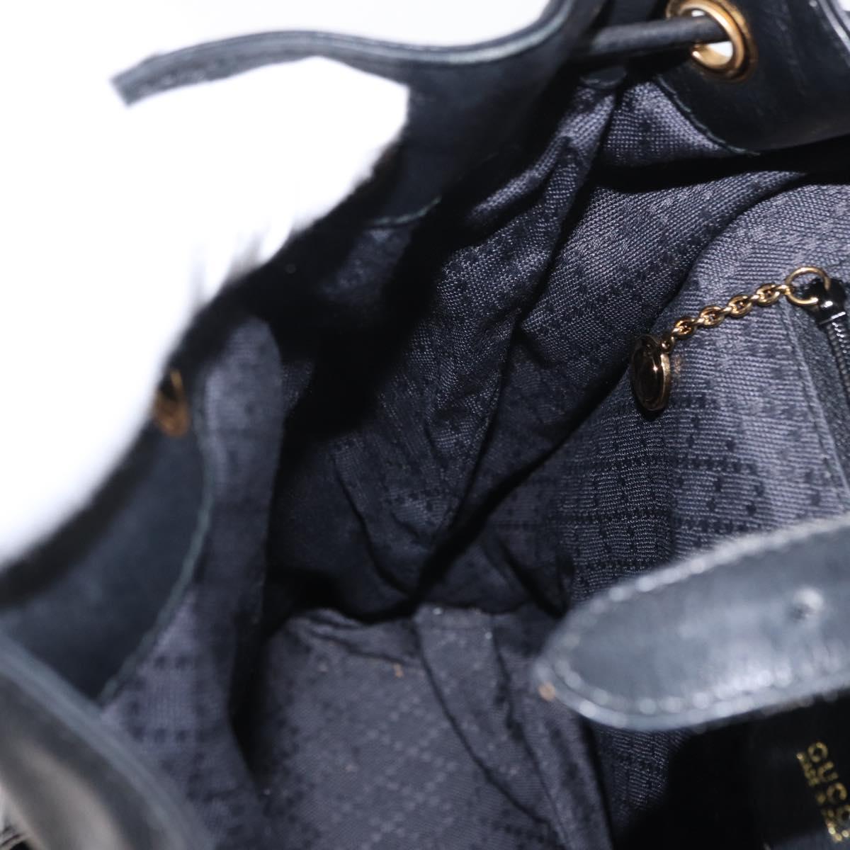 GUCCI Bamboo Backpack Leather Black Gold 003 1998 0016 Auth 149568